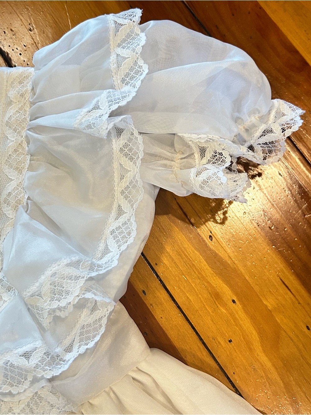 Sz7 Vintage White Ruffled Lace Party Dress - Picture 4 of 14